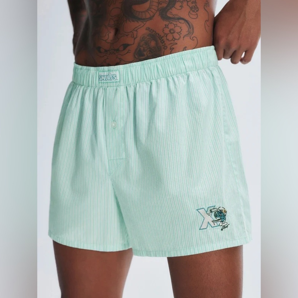 NWT Savage X Fenty SAVAGE X SMURFS BOXERS STRIPED UP PRINT M L17 L B98